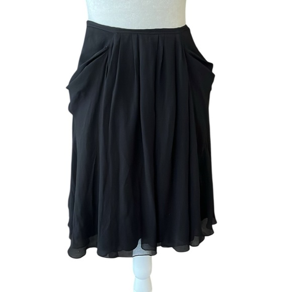 3.1 Phillip Lim Black 100% Silk Midi Skirt Size 6 - Picture 3 of 6